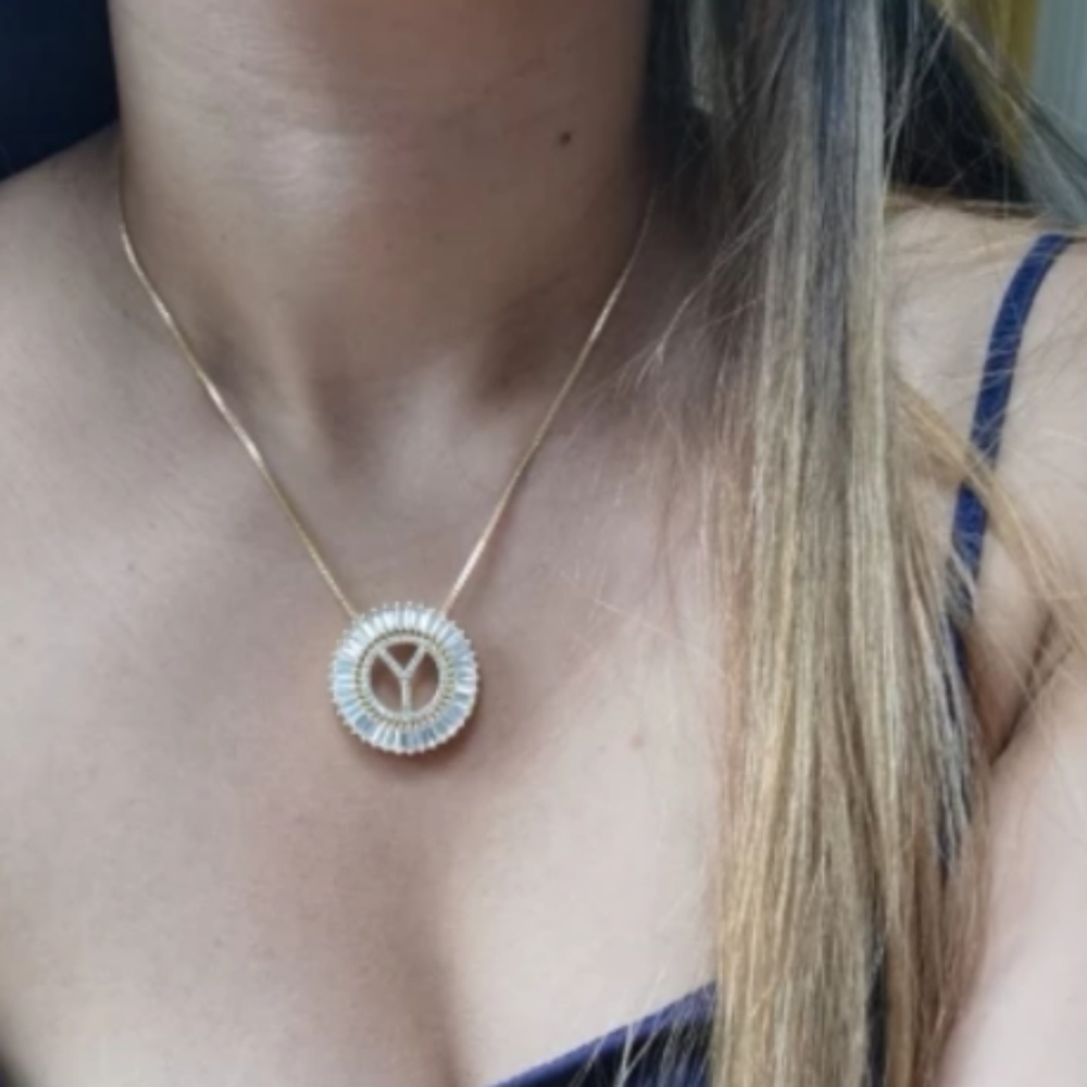 Initial Gold Tone Diamond Necklaces